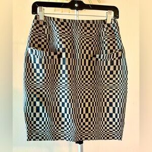 Thierry Mugler vintage 1985 wool blend optical illusion mini skirt size 38 2 EUC
